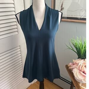 PHILOSOPHY Womens Top Small Green V-Neck Sleeveless Tunic Slinky Knit Minimalist